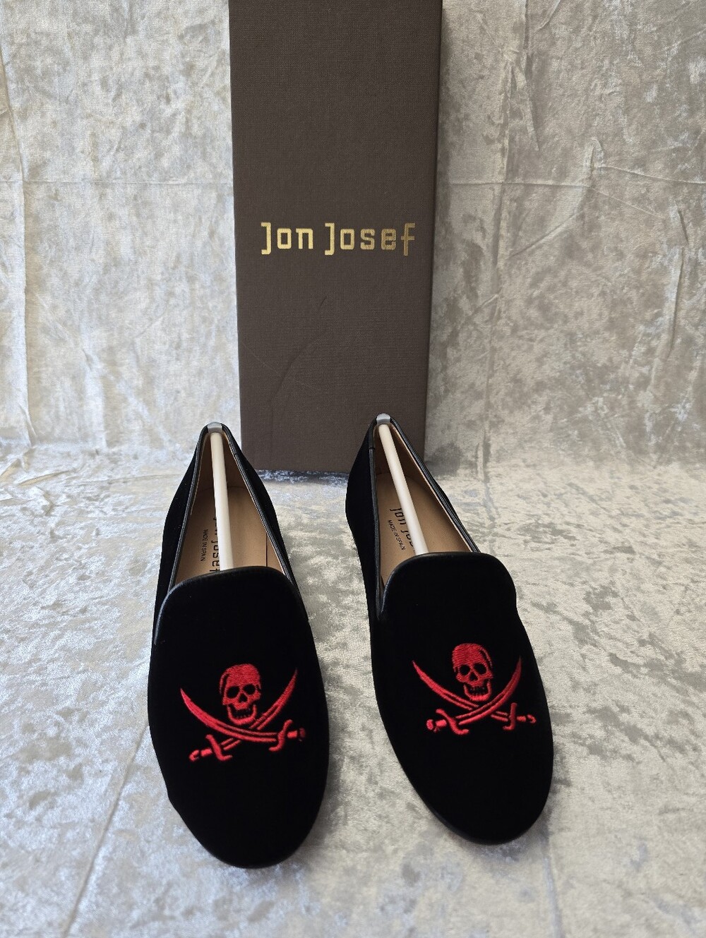 Jon Josef Gatsby Skull Velvet Loafers Womens